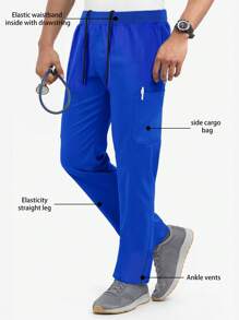 Manfinity Homme Pantalones casuales de unicolor para hombres con diseño de bolsillo con lazo delantero - Azul - Ver 6