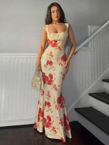 Firerie Women's Summer Elegant Romantic Fashion Commuter Sexy Elegant Style Crushed Apricot Long Dresses For Parties, Beach Vacation Dresses, Back To School Graduation Season Dresses, Romantic Dates, Weddings, Birthdays, Easter Ladies, Western Music Festivals Summer Outfits Boho Crushed Dresses, Spring/Summer Women's Clothing, St. Patrick's Day, Summer Clothing, Women's Brunch Clothing, ,Summer Dresses For Women - Multicolor - View 5