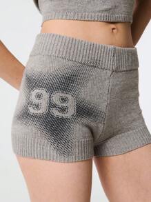TypaGal 热销夏季针织星星数字图案厚腰带迷你短裤