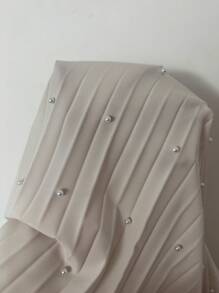 Elenzga 2pcs Women Tie-Back Simple Top And Long Pants Set - Apricot - View 3