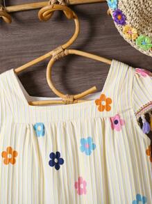 Girls Lovely Holiday Multi-Color Polka Dot Tassel Dress - Multicolor - View 6