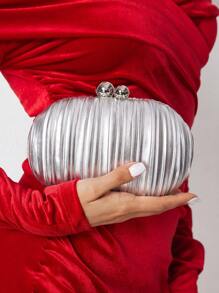 SHEIN BAE Women's Elegant Silver Clutch Evening Bag, Prom Bag For Party