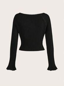 SHEIN Unity Women's Autumn And Winter Sweetheart Neck Raglan Sleeve Cropped Loose Sweater,Sweater Top