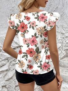 SHEIN Clasi Floral Print Ruffle Trim Blouse Suitable For Going Out Chic Blouses For Women - Multicolor - View 2