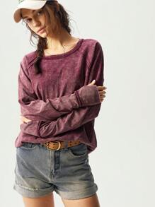 Bohemela 女士休闲纯色针织圆领长袖宽松 T 恤