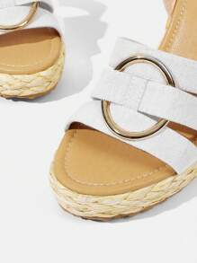 Styleloop Rope Woven Wedge Thick Sole Sandals, Suitable For Party, Wedding, Everyday Wear, Holiday Spring Break Easter - White - View 8