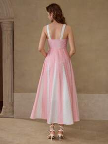 MOTF PREMIUM CONTRAST LACE ZIPPER DRESS - Pink - View 5