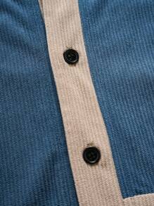 Manfinity Hypemode Men Casual Ribbed Splice Color Block Hooded Short Sleeve T-Shirt