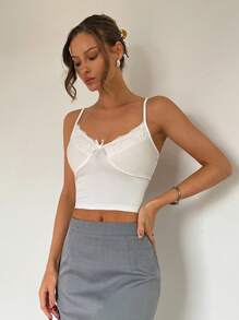 Chiquease Camiseta interior de encaje con parchwork - Blanco - Ver 3