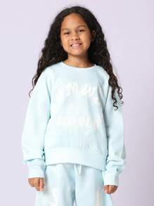 SUMWON Winter Cozy Fleece Sweatshirt Jogger Matching Set Two Piece Wear Tracksuit Sports Athletic Leisure Outfit - Blue - View 3