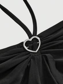 ROMWE Kawaii 女士褶饰拼布高领无袖上衣