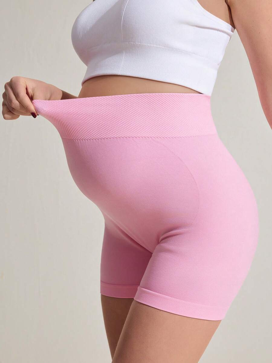 SHEIN 孕妇纯色高腰休闲健身短裤