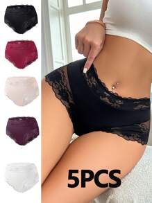 Pachet 5 buc. Slip de dama din dantela patchwork