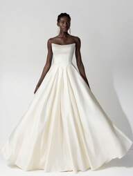 SHEIN Belle Women Elegant Romantic Satin Strapless Maxi Dress With Adjustable Cross-Back Tie, Wedding Guest Dress, Suitable For Party, Formal Dinner Or Date Night, Evening Dress, Gown