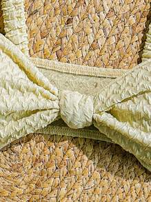 SHEIN Swim Women's Ruffle Twisted Texture Bikini Top, For Summer Beach Vacation - Apricot - View 4