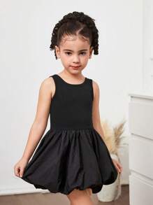 SHEIN Young Girl Plain Round Neck Backless Snug Fit Knit Dress