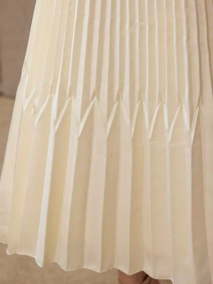PLEATED ELASTIC WAIST SKIRT