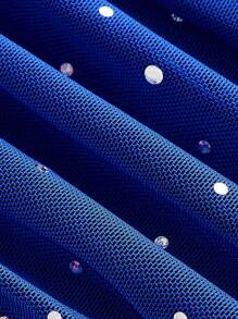 SHEIN MOD 前褶黑色紧身优雅背心、秋季上衣、性感背心、派对背心、约会背心、俱乐部上衣、亮片上衣、生日女士服装 - 寶藍色 - 查看 4