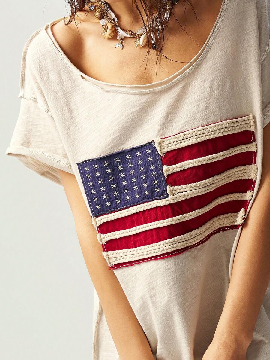 Bohemela Boho Women Casual Loose Knit Short Sleeve Solid Color Sweater - Apricot - View 1