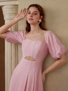 MOTF PREMIUM ROBE DÉCOUPÉE AVEC DÉTAIL RENFONCÉ - Rose bonbon - Voir 3