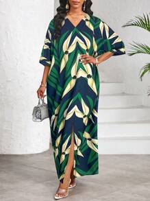 SHEIN Lady Women's Floral Print Batwing Sleeve Dress - Multicolor - View 6