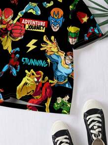 SHEIN Baby Boy Casual Minimalist Cartoon Print Round Neck Short Sleeve Loose T-Shirt, Suitable For Summer - Multicolor - View 5