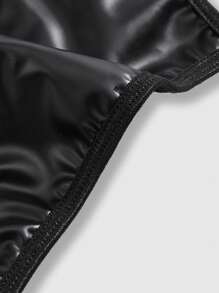 ROMWE Grunge Punk 暗黑朋克 PU 材质钢圈性感内衣套装