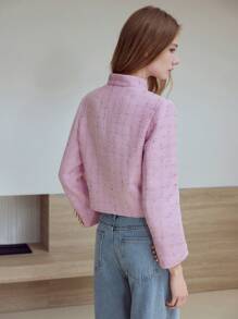 MOTF STUDIO TWEED BUTTON UP JACKET - Mauve Purple - View 6