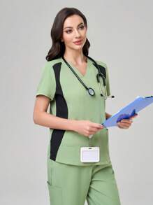 TaskEZ Conjunto de uniforme de limpieza, camiseta de manga corta y pantalones, informal y elegante para uso diario