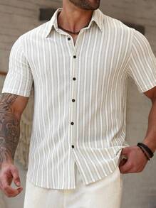 ResortEase Plus Size Men's Casual Simple Short Sleeve Shirt, Everyday Wear
