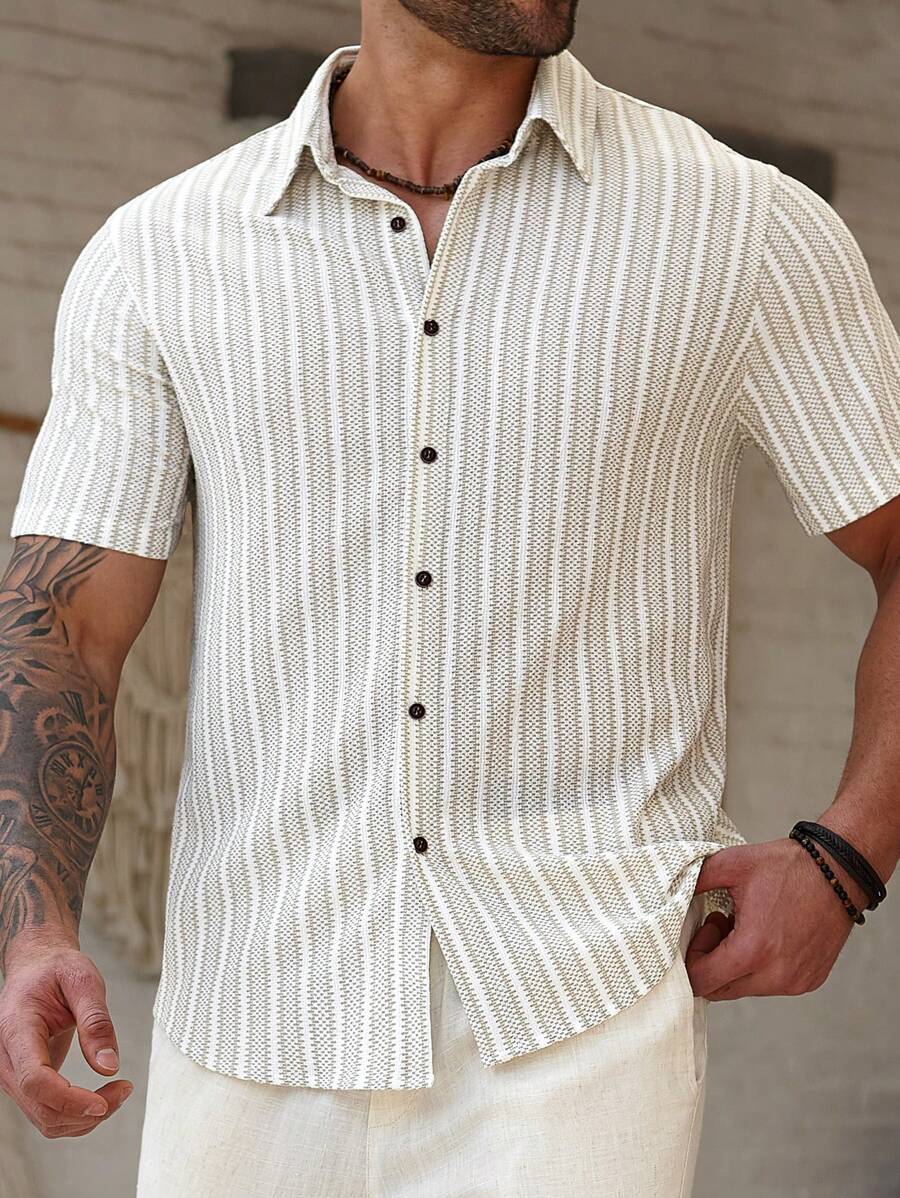 ResortEase Plus Size Men's Casual Simple Short Sleeve Shirt, Everyday Wear