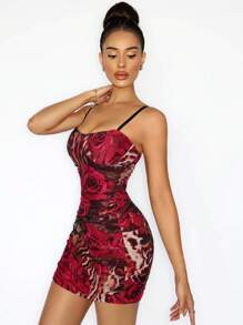 Zolique Robe glissière ajustée et élégante avec imprimé floral pour femmes - Multicolore - Voir 3