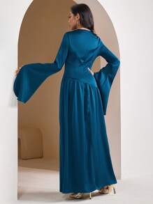 Veilorie 女士超长简约休闲连衣裙，适合日常穿着 - 藍色 - 查看 7