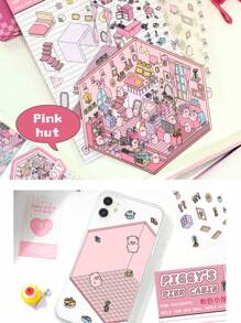 4片装DIY立体风景贴纸贴画小众减压趣味手账贴纸 - 彩色 - 查看 7