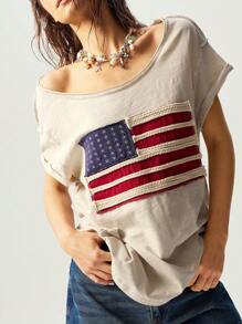 Bohemela Boho Women Casual Loose Knit Short Sleeve Solid Color Sweater - Apricot - View 5