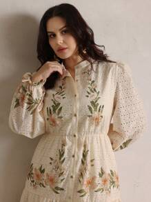 Anewsta Plus Size Women's Long Printed Dress, Boho Vacation Outfits, Spring/Summer Cottagecore Dress Bridgerton Style Dress Women Dresses Boho Western Dress - Multicolor - View 3