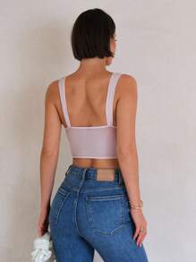 SHEIN BAE Women's Embroidered Lace Fungus Sexy Collar Wide Strap Herringbone Bra For Music Festival, Women's Corset, Carnival Costume Festival, Carnival Costume, Gyaru, Saint Patrick - Pink - View 2