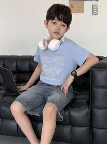 DAZY Tween Boys' Distressed Denim Shorts With Vintage Wash,Back To School Clothes - Medium Wash - View 2