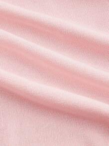 SHEIN MOD Women's Solid Color Asymmetric Hem Relaxed Fit Pink Top - Baby Pink - View 3