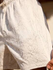 Surfspeed Men's Casual Textured Drawstring Waist Beach Shorts  Men Swim Trunks - Beige - View 5