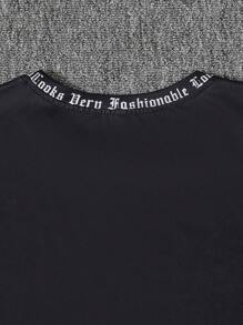 SHEIN 2pcs/Set Teen Boy Loose Fit Letter Print Round Neck Short Sleeve T-Shirts, Summer Graphic Tees,Holiday,Summer,Travel - Black and White - View 4