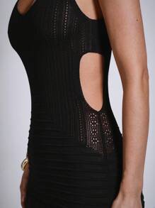 COSMINA Women's Long Black Crochet Hollow Out Mesh Vacation Dress - Black - View 7