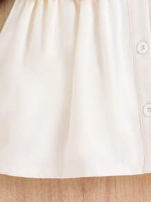 女婴甜美时尚街头风格可爱泡泡袖衬衫裙，夏季 - 杏色 - 查看 4