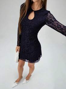 Chiquease Koronkowa, prześwitująca, dopasowana, długa, mini sukienka dla kobiet