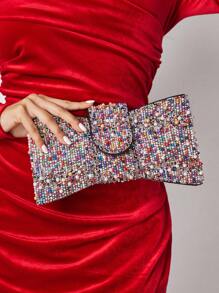 SHEIN SXY Ladies, Women Evening Bags, Clutchs, Crossbody Bags, Fashionable, Elegant, Simple, Personalized, Versatile, Classic, Colorful Pearls, Bowknot, For Cocktail Party, Party, Prom, Club, Date, Birthday, Evening, Date Nigh, Ball, Afternoon Tea, Valentine's Day - Multicolor - View 2