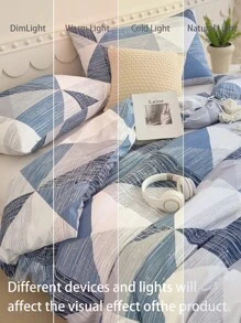 Soft Microfiber Duvet Cover Set, Classic Geometric Pattern - Best 2/3 PiecesDuvet Cover/Bedding Set - Includes 1 Duvet Cover And 1/2 Pillow Shams - Affordable, High Quality, Fits Twin, Queen, King, Full Size Beds - Blue - View 7