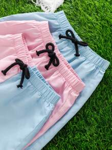 Juego de 3 piezas de pantalones cortos informales para niños pequeños, compre dos y llévese gratis, obtenga 3 piezas adecuadas para primavera y verano, aptas para vacaciones al aire libre, escuela, deportes y uso en casa - Multicolor - Ver 4