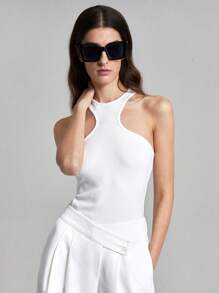 Ontre Top a maglia bianco classico, nuovo per la primavera 2025, top casual a costine, regalo ideale per la Festa di San Valentino