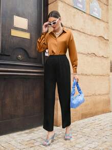 Mulvari 勃艮第红女士长袖衬衫 - 卡其色 - 查看 4