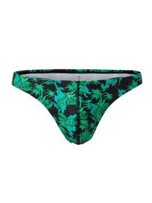 Manfinity Swimmode Men's Tropical Print Thong For Beach & Resort Men Swim Trunks